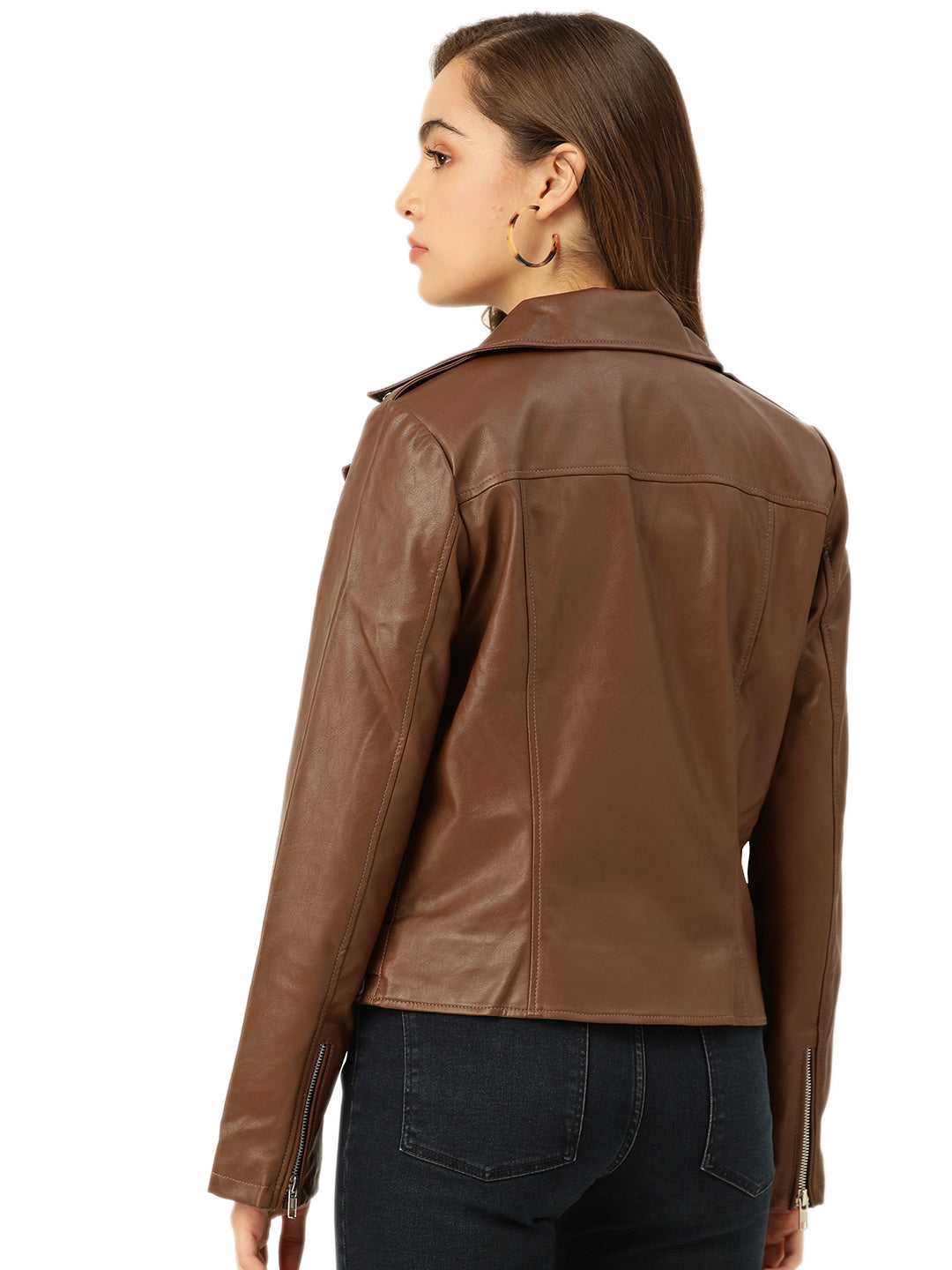 Leather Retail® Full Sleeve Solid Jacket for Women's Biker Style(LRF11BR)