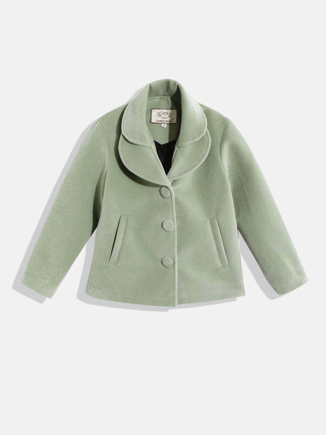 Leather Retail Kids Velvet winter jacket For Girls (LRKDVEL3GR)