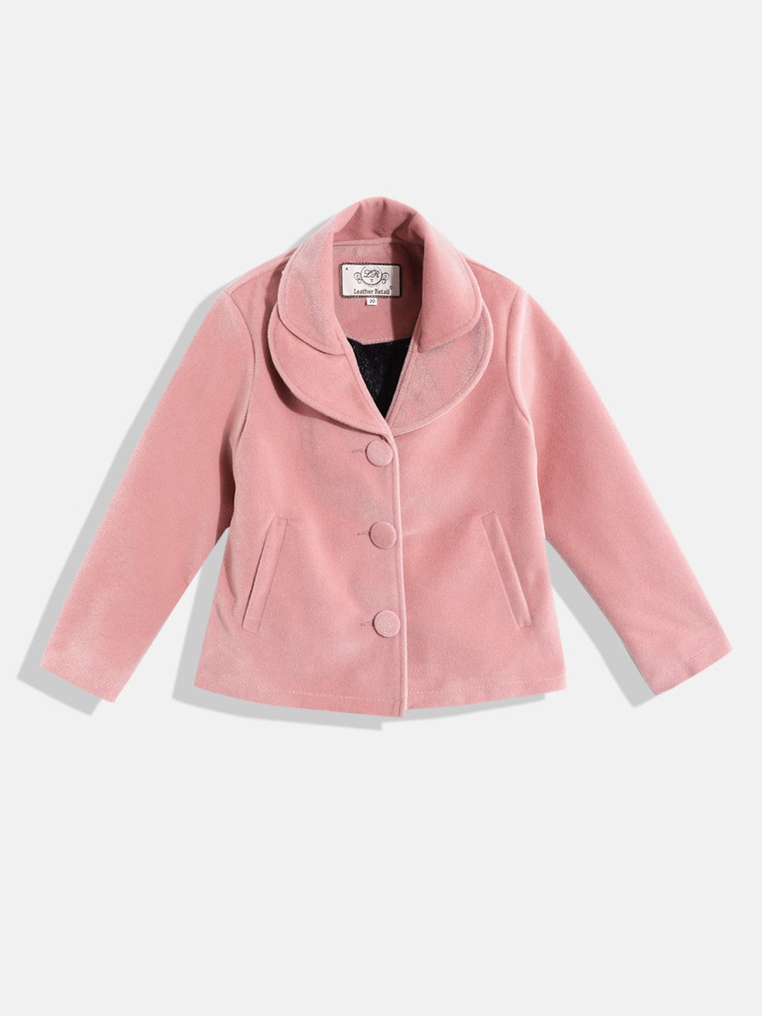 Leather Retail Kids Velvet winter jacket For Girls (LRKDVEL3PN)