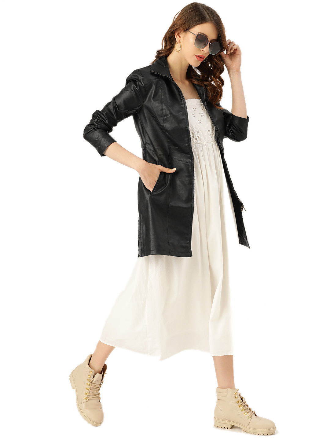 Leather Retail® Full Sleeve Solid Jacket for Women's ( LRLOBL )