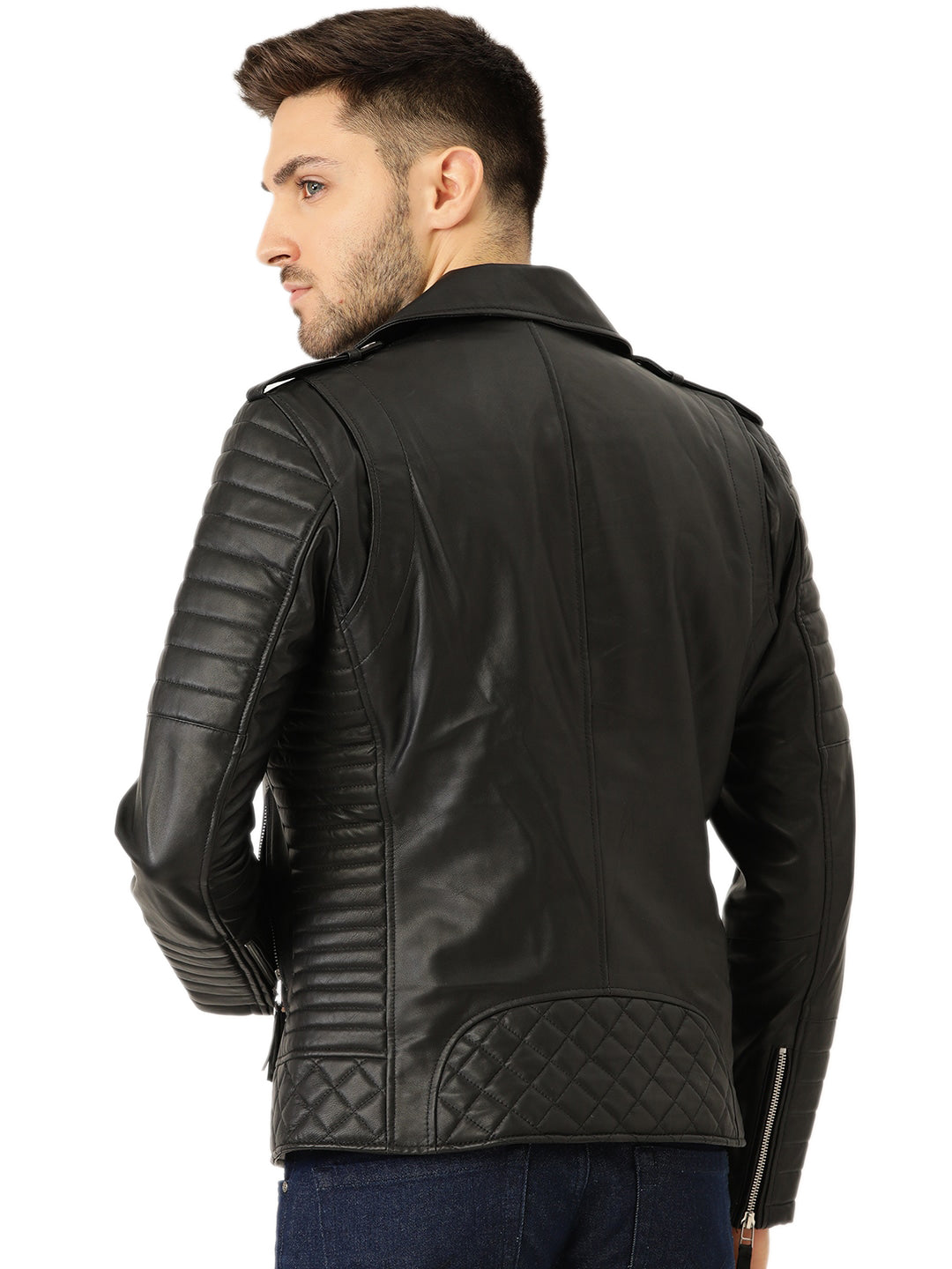 Leather Retail® Men's Faux Leather Motorcycle Fashion Biker Style(LRM30BL)