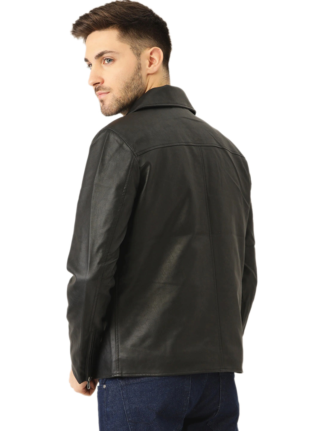 Leather Retail® Men's Faux Leather Motorcycle Fashion Biker Style(LRM34BL)