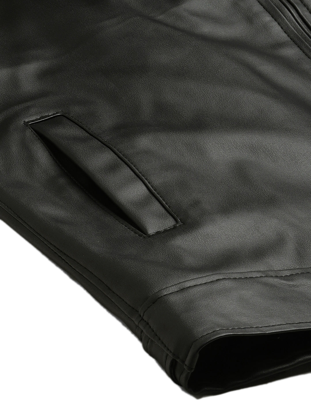 Leather Retail® Black Faux Leather Biker Jacket for Men's (LRPLBL)