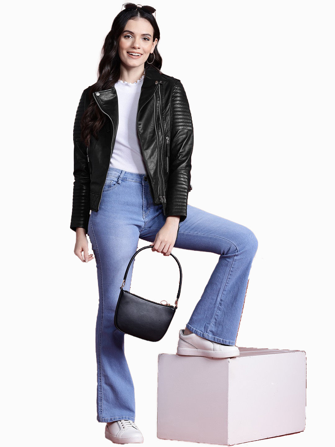 Leather Retail Female's Pure Genuine Leather Jacket(LRPLF16BL)