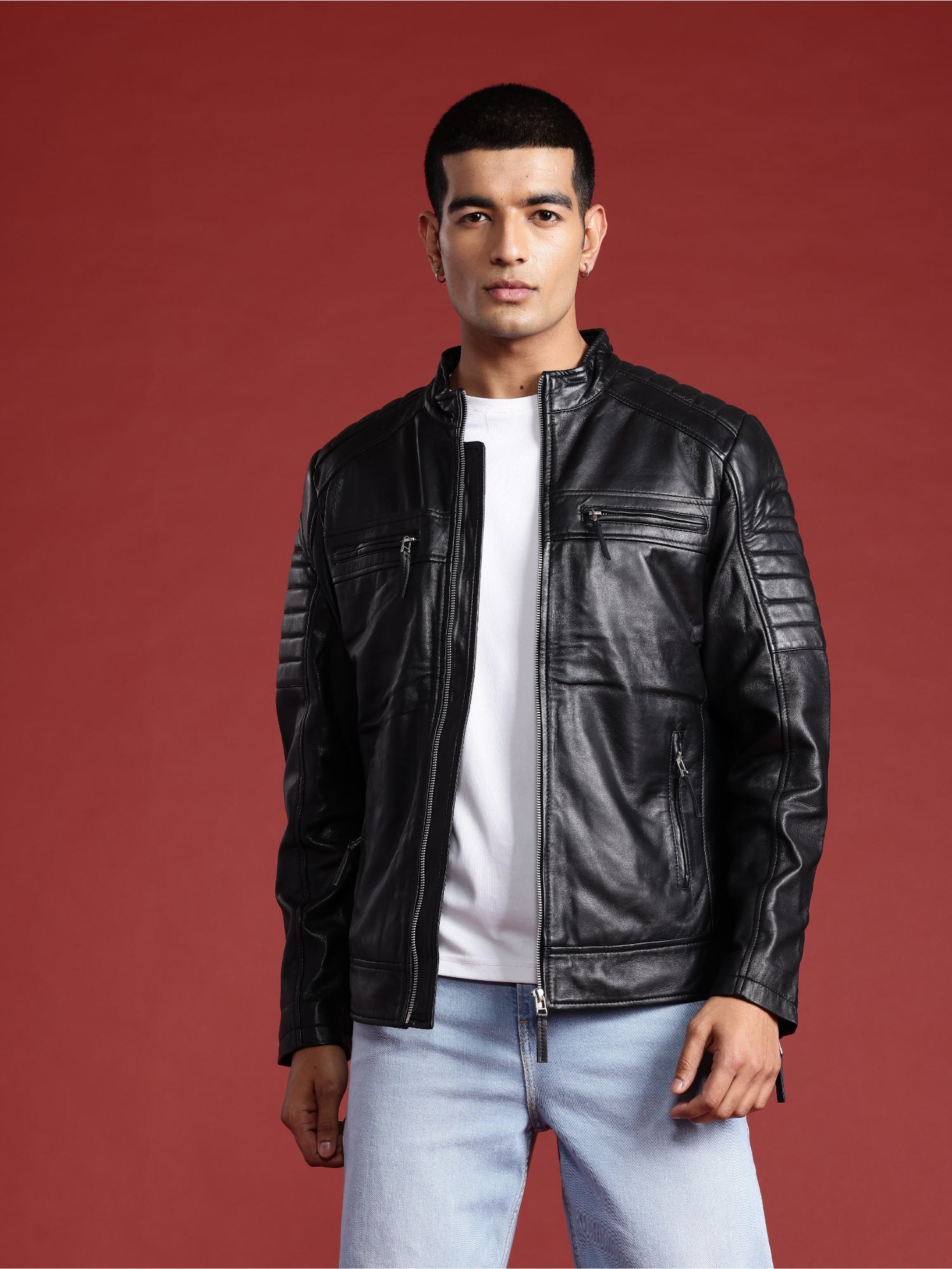 Leather Retail Genuine Leather Biker Jacket for Men