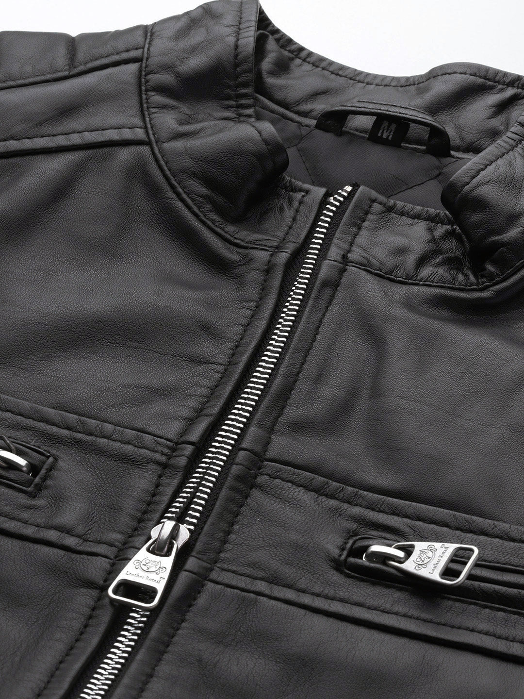 Leather Retail Genuine Leather Biker Jacket for Men's ( LRPLM41BL )