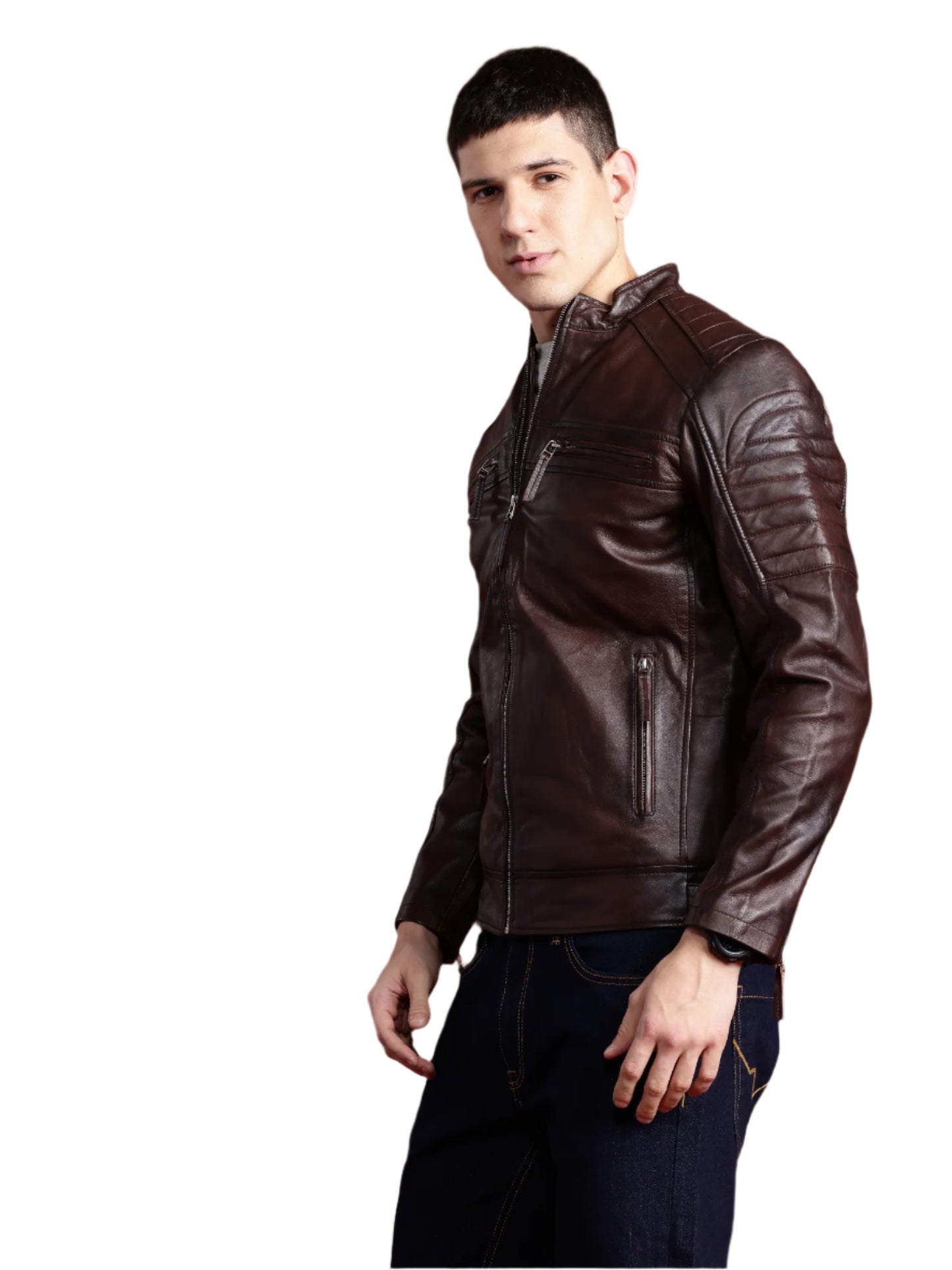 Leather Retail Genuine Leather Biker Jacket for Men's ( LRPLM41CO )