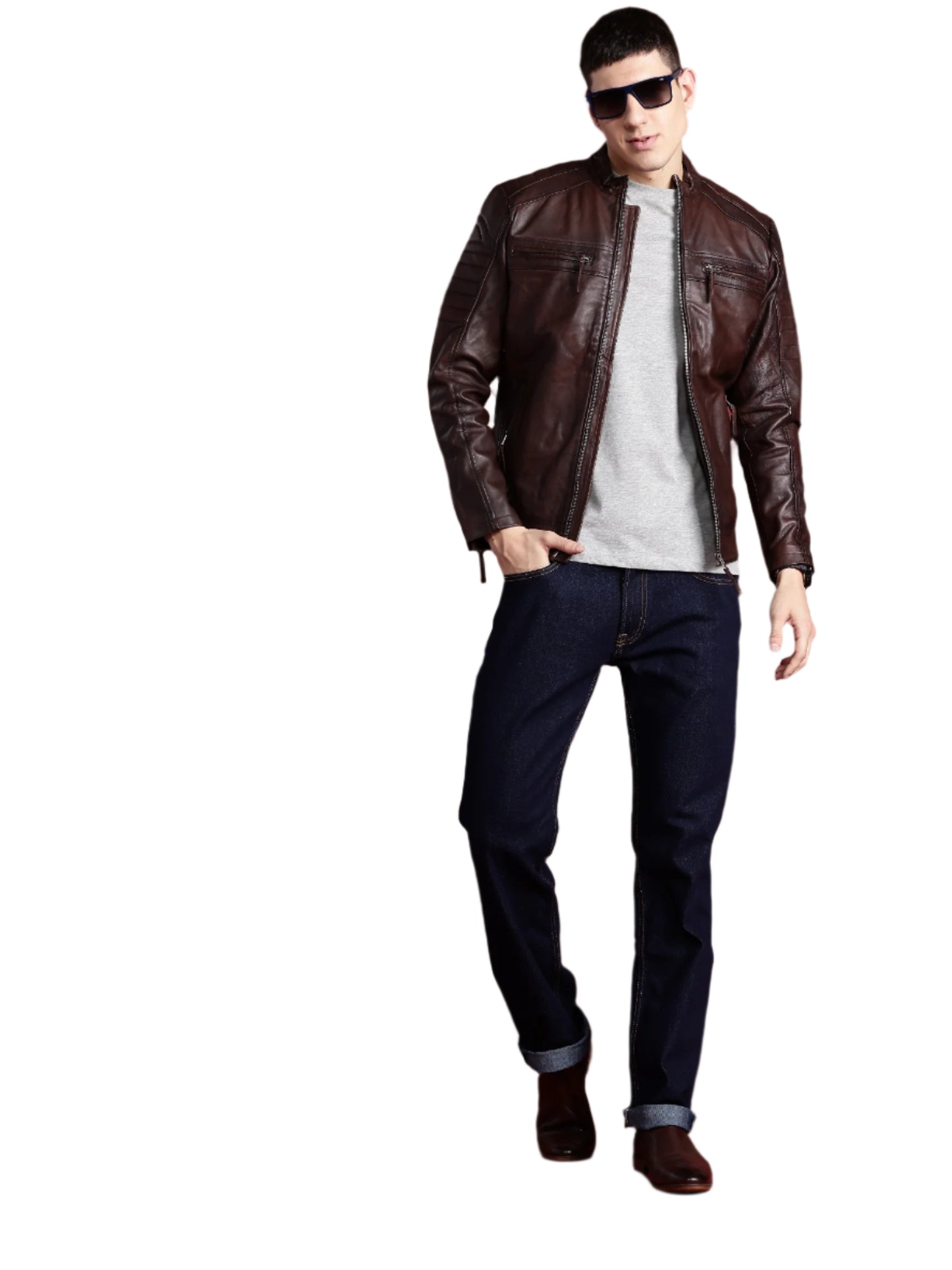 Leather Retail Genuine Leather Biker Jacket for Men's ( LRPLM41CO )