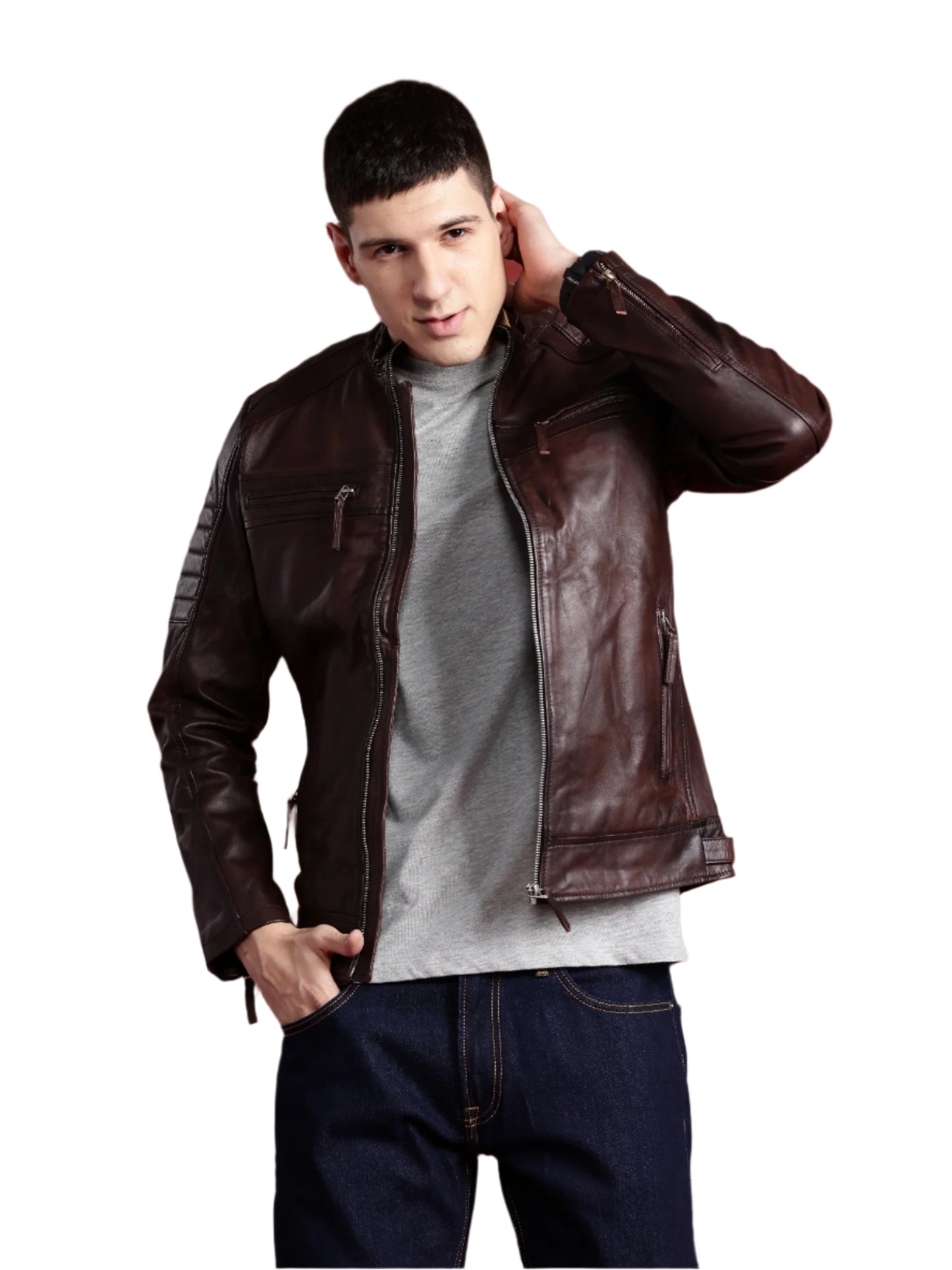 Leather Retail Genuine Leather Biker Jacket for Men's ( LRPLM41CO )