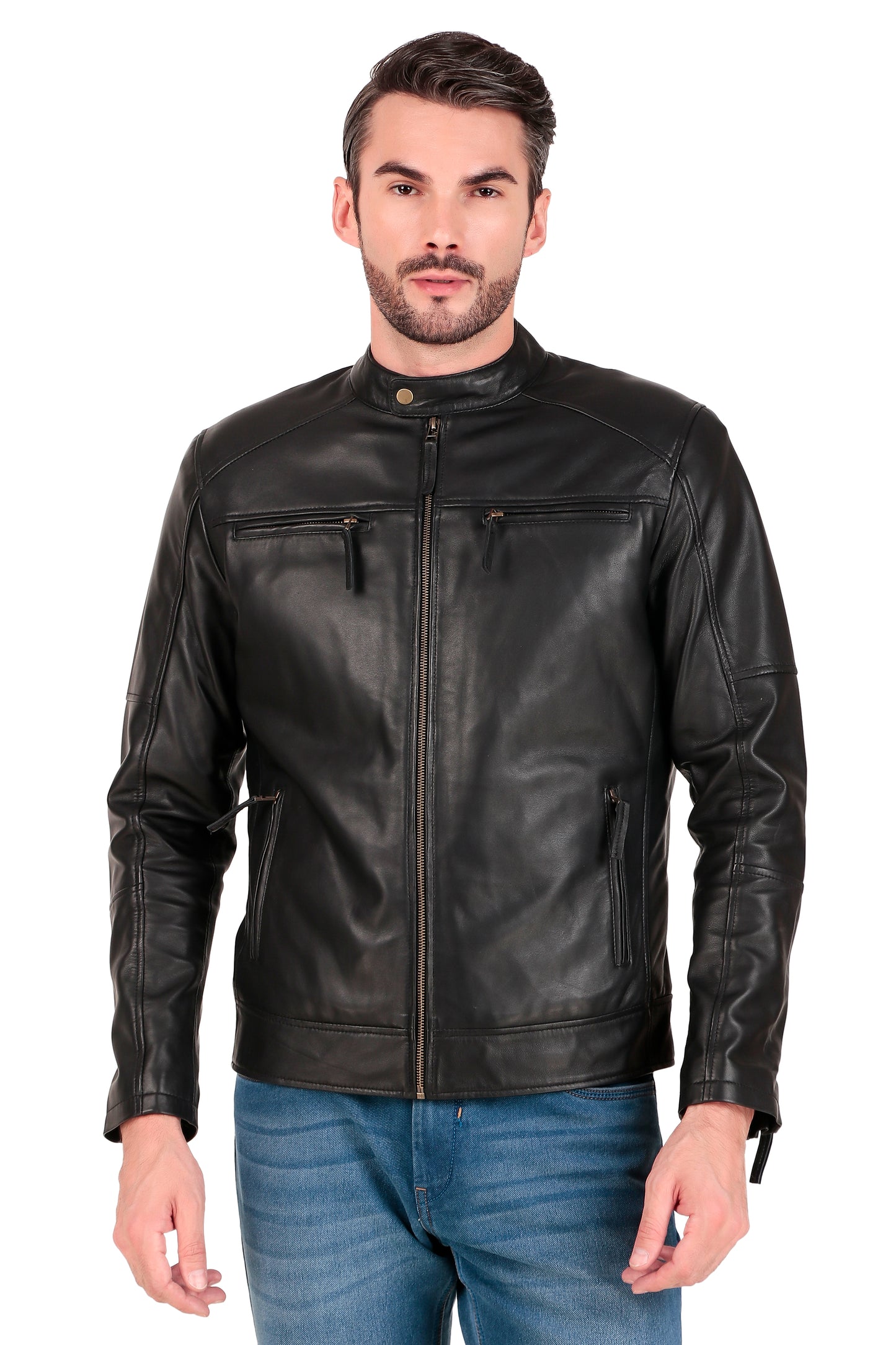 Leather Retail Pure Genuine Leather Biker Jacket (LRPLM42BL)