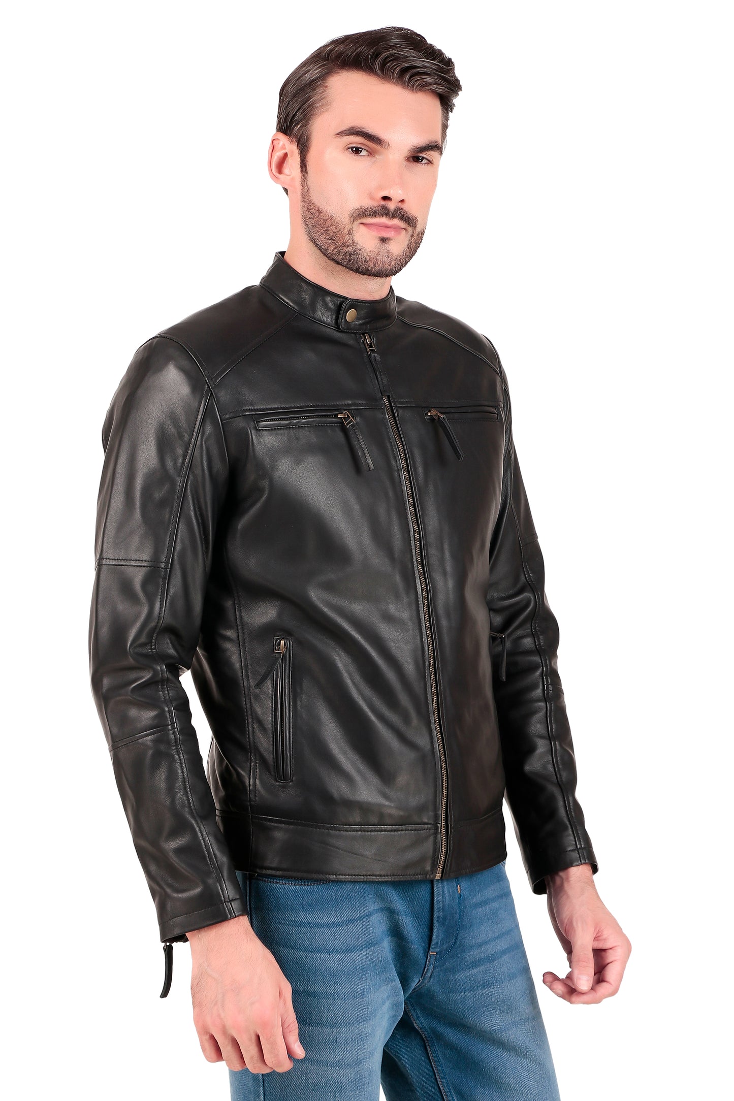 Leather Retail Pure Genuine Leather Biker Jacket (LRPLM42BL)
