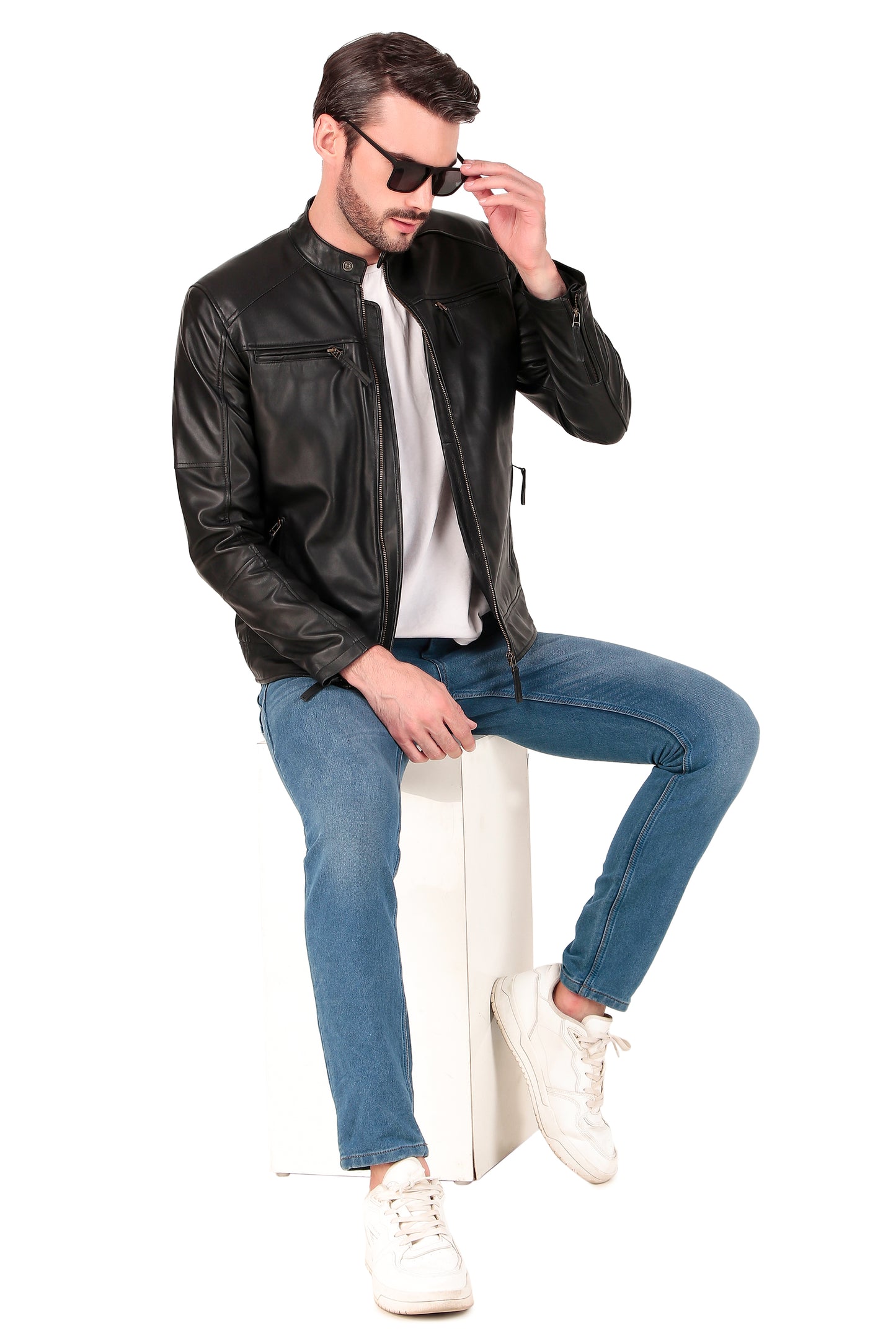 Leather Retail Pure Genuine Leather Biker Jacket (LRPLM42BL)