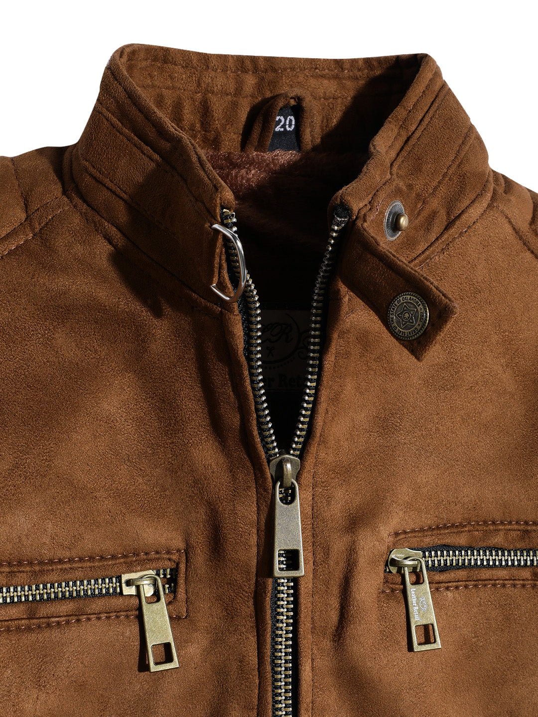 Leather Retail Boys' Brown Suede Faux Leather Stylish Jacket ( LRPRKDBRBR )