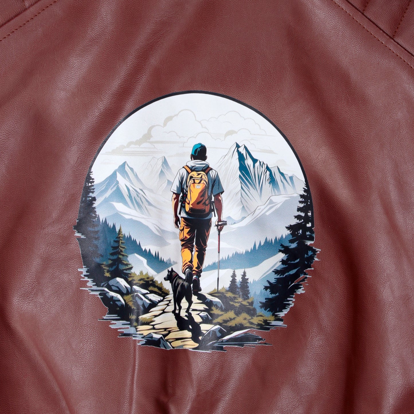 Leather Retail Kid's Faux Leather Regular Graphic Printed Jacket ( LRPRKDELBR )