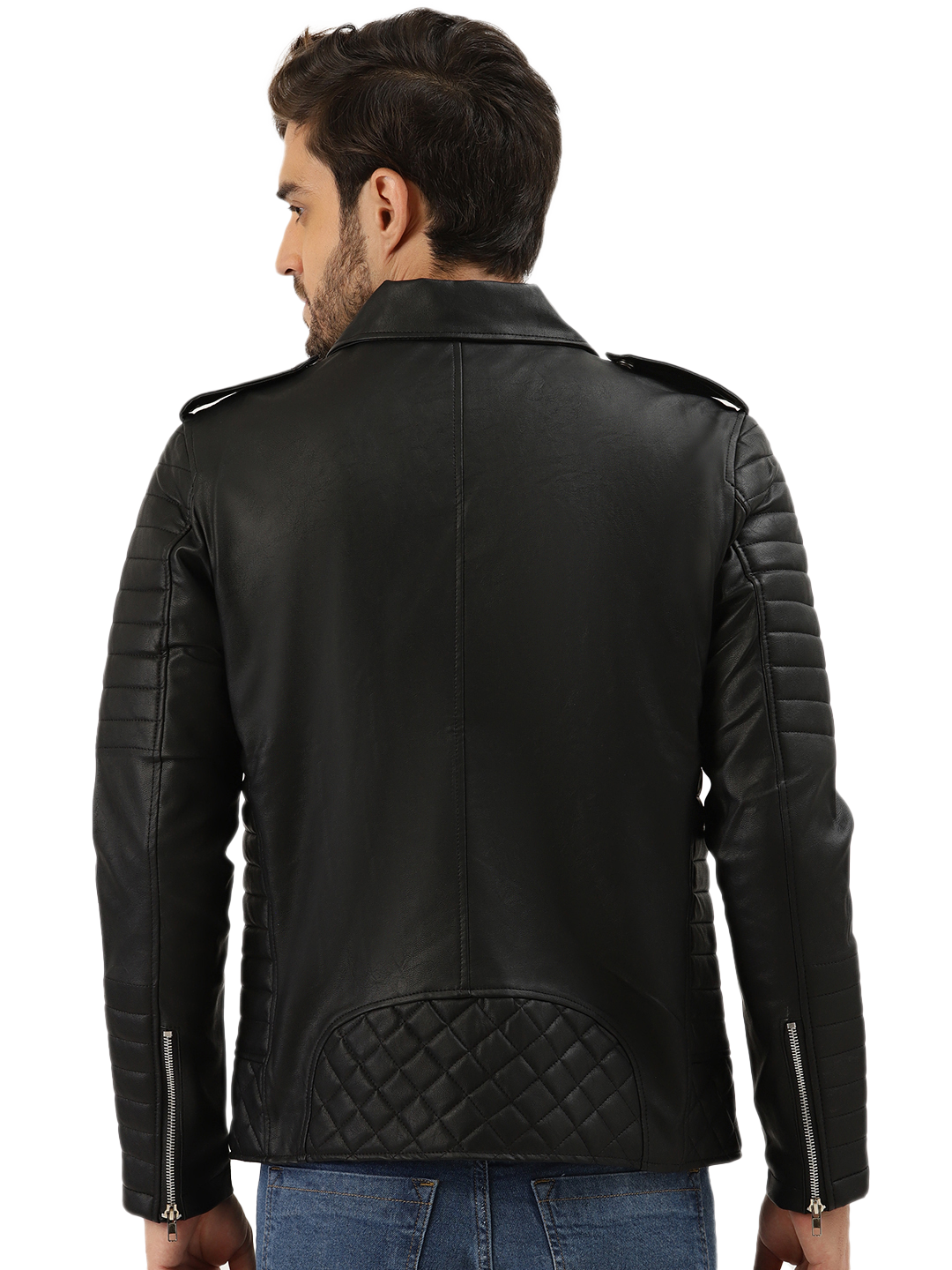 Leather Retail® Men's Solid Biker Jacket