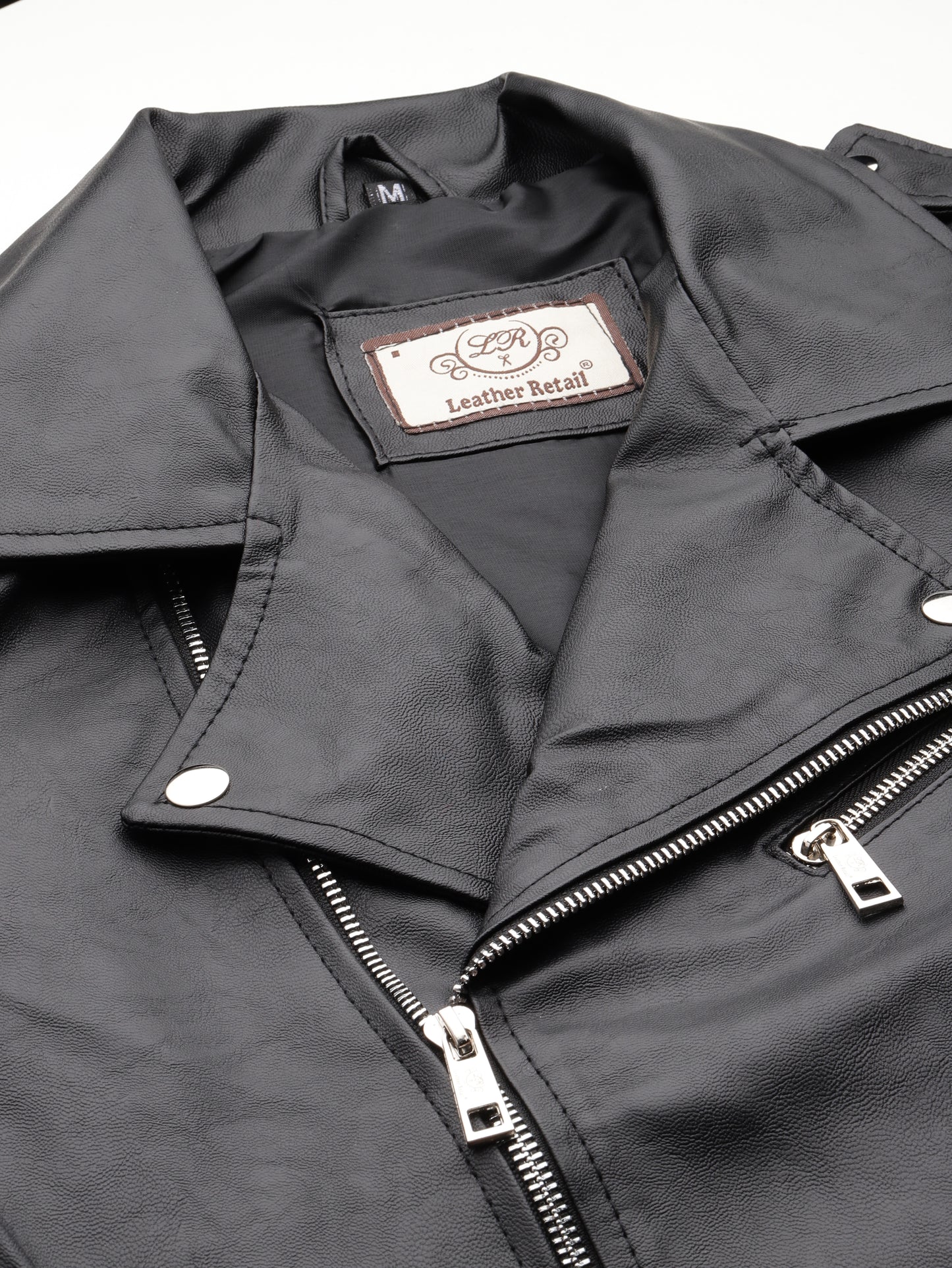 Leather Retail® Men's Solid Biker Jacket