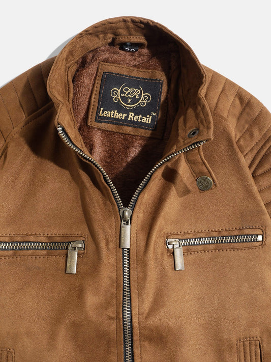 Leather Retail Kid's Brown Suede Faux Leather Jacket