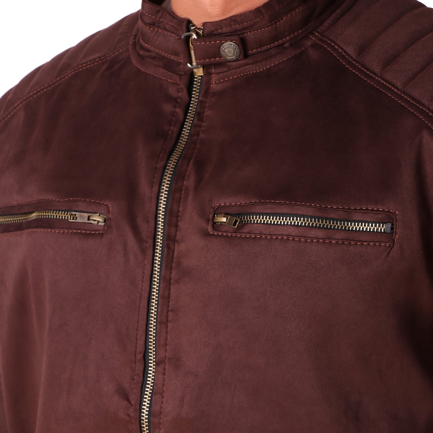 Leather Retail Men's Suede Faux Coffee Leather Jacket
