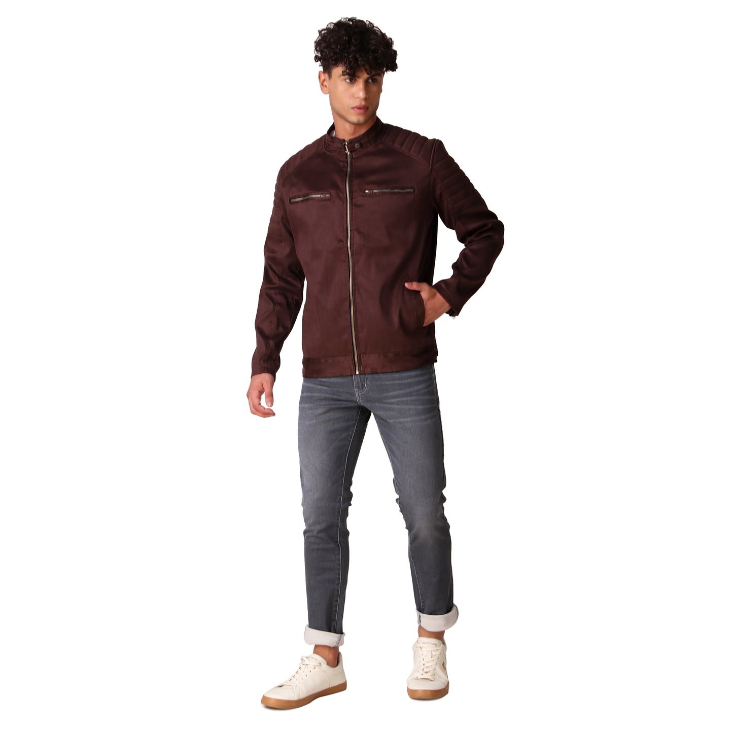 Leather Retail Men's Suede Faux Coffee Leather Jacket