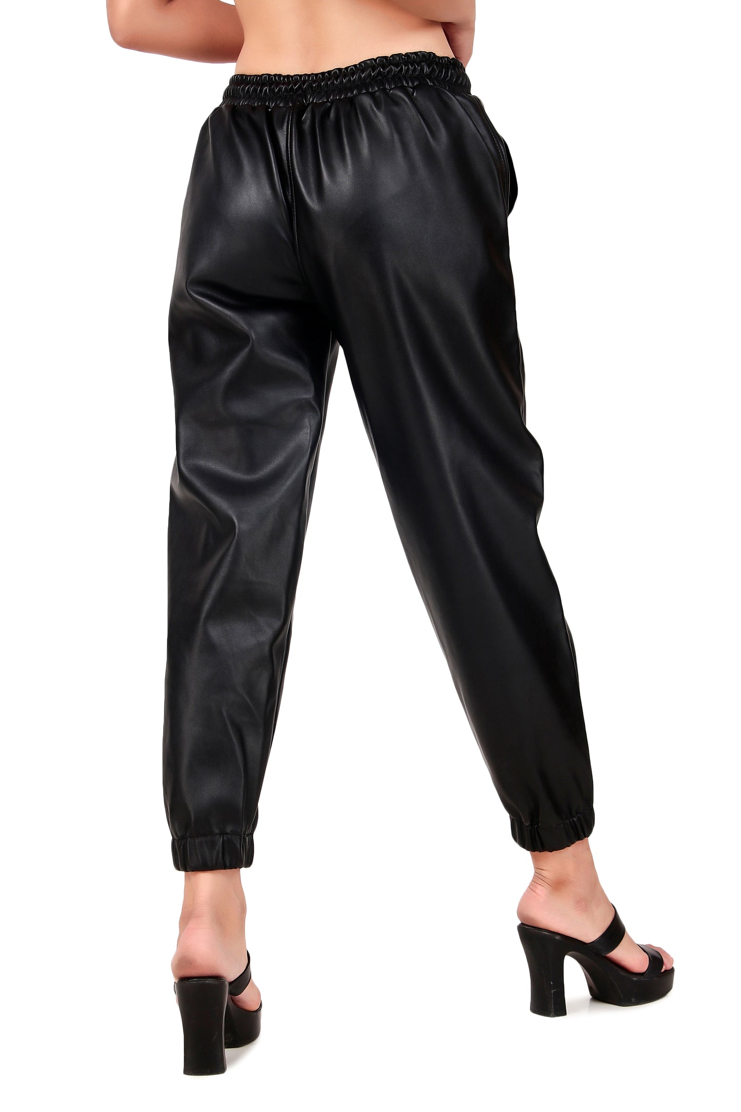 Leather retail luxury and comfort with Faux Leather trousers for women's and girl's (LRTRS2BL)