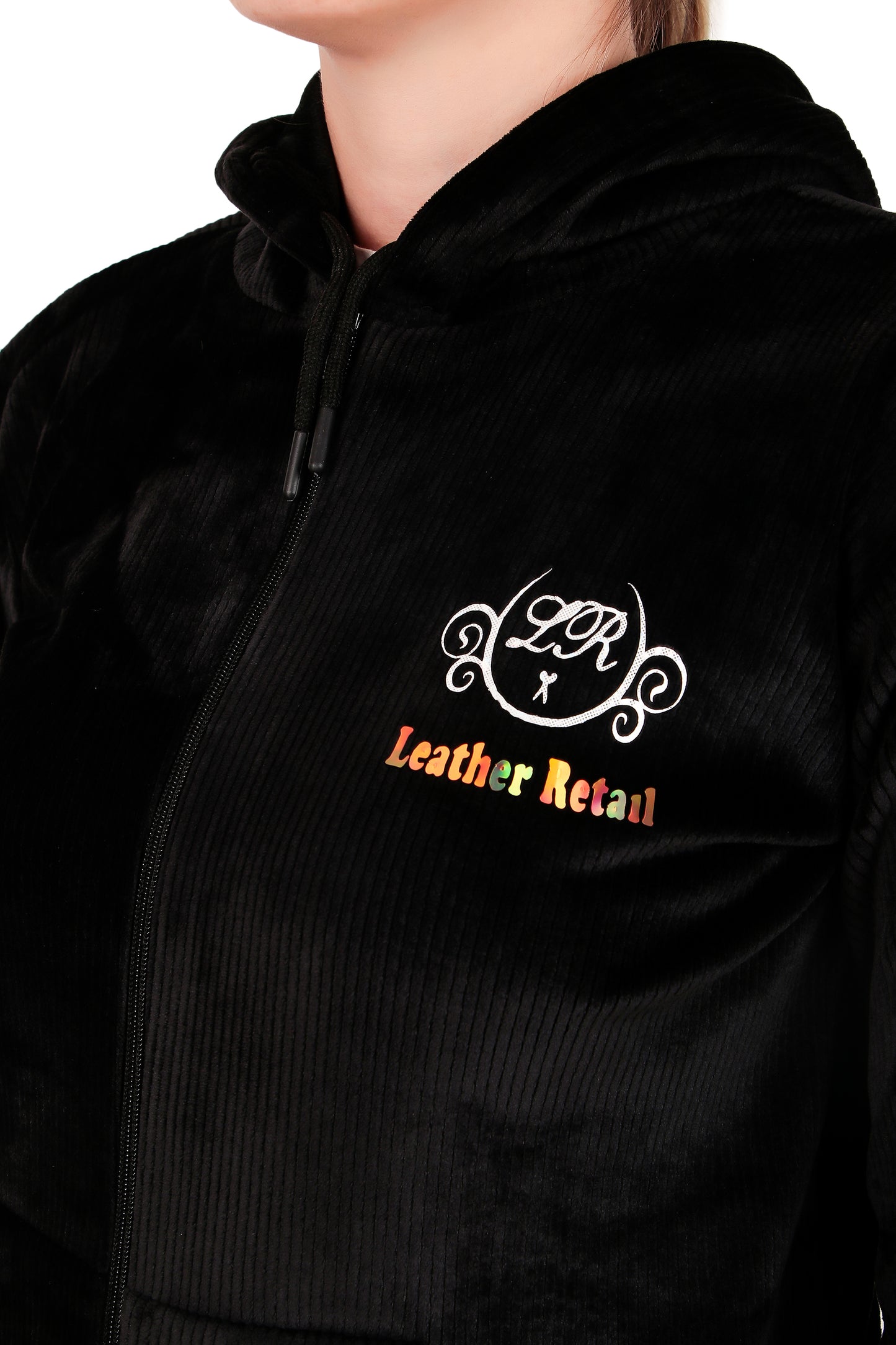 Leather Retail velvet regular fit track suit for Women's (Black)
