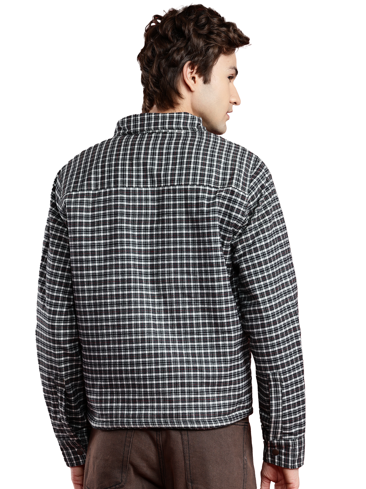 Leather Retail Stylish Black and White Checked Multicoloured Tweed Jacket ( LRCHECKTD2D )