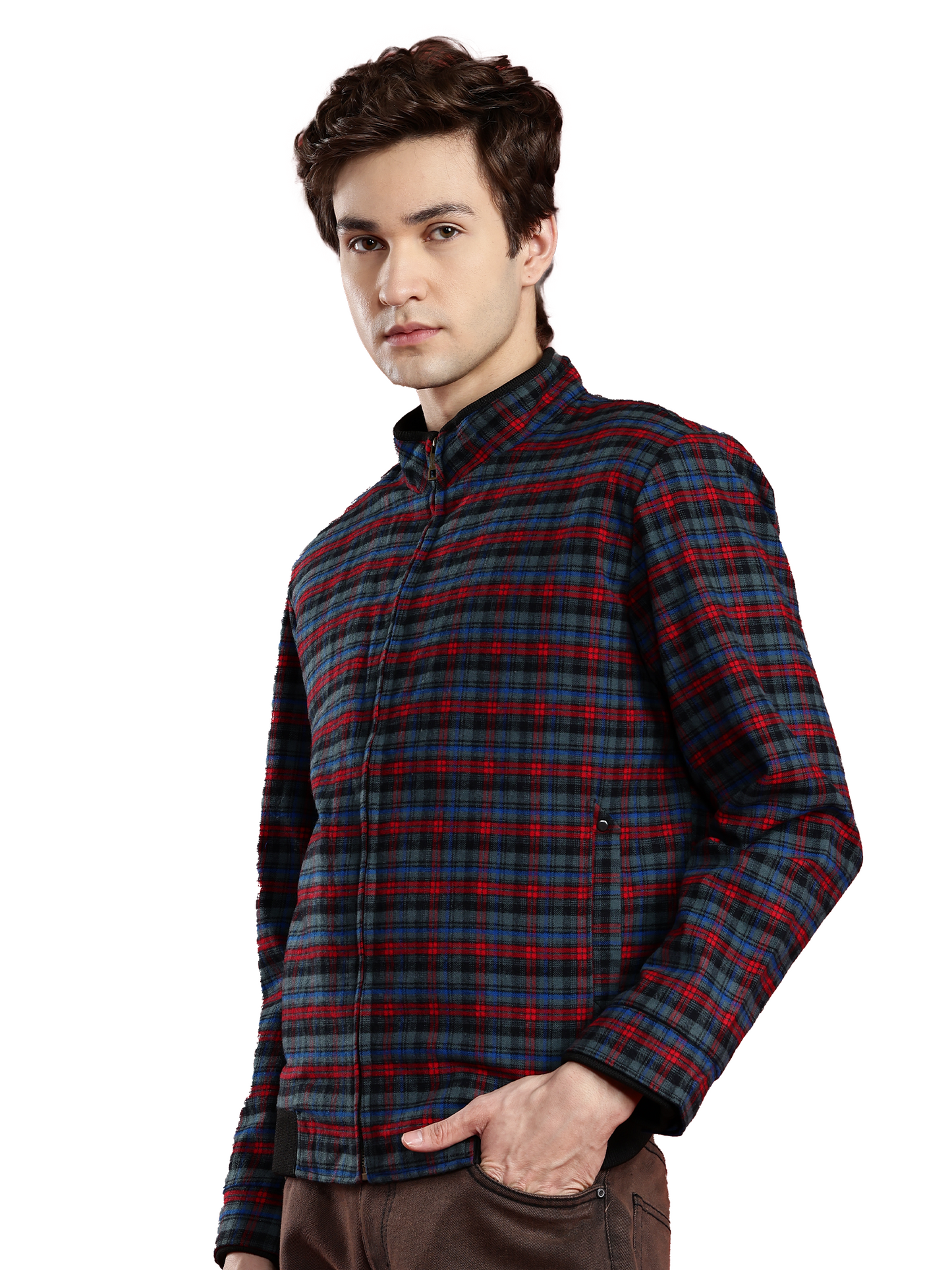 Leather Retail Men's Tweed Biker Jacket ( LRCHECKTD1H )