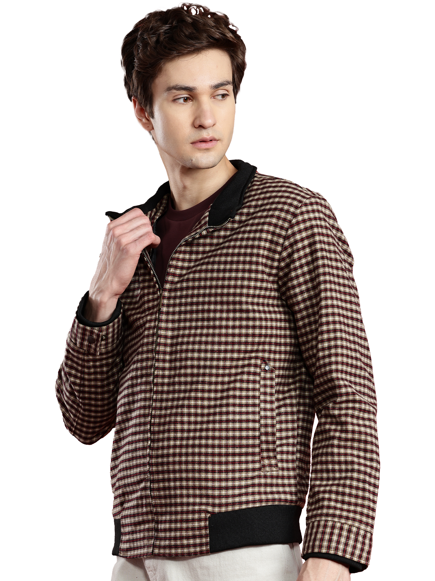 Leather Retail Elegant Brown Check Multicoloured Tweed Jacket ( LRCHECKTD2B )