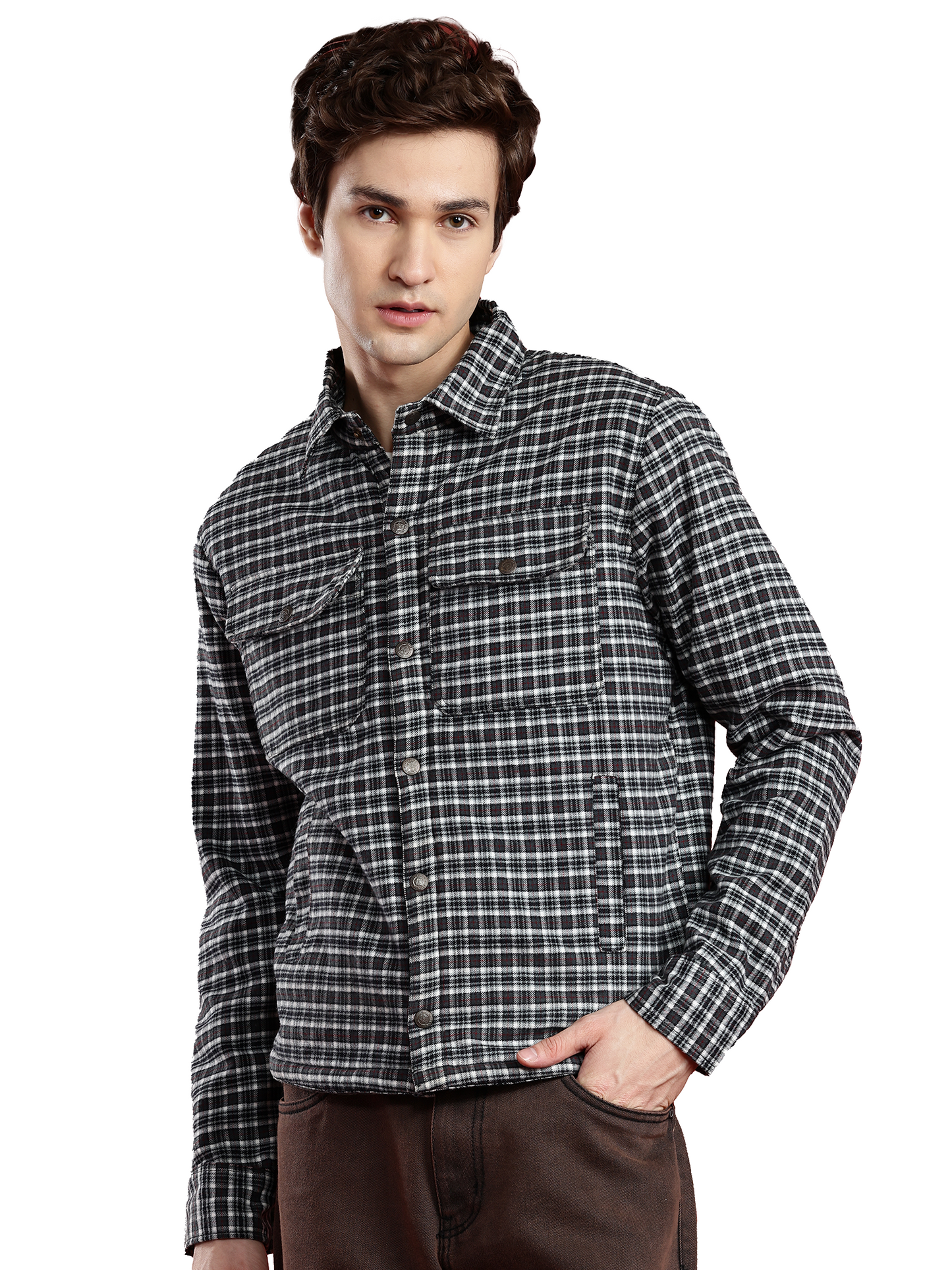 Leather Retail Stylish Black and White Checked Multicoloured Tweed Jacket ( LRCHECKTD2D )