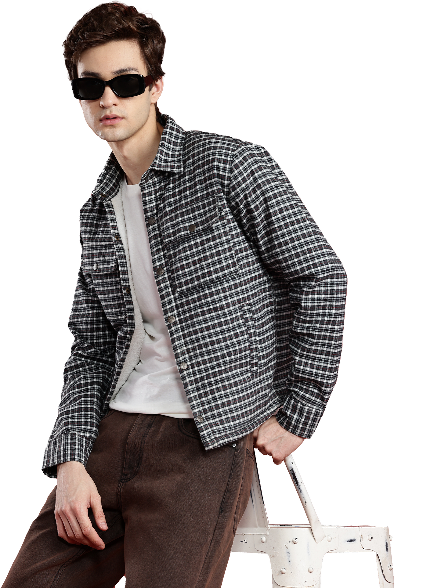 Leather Retail Stylish Black and White Checked Multicoloured Tweed Jacket