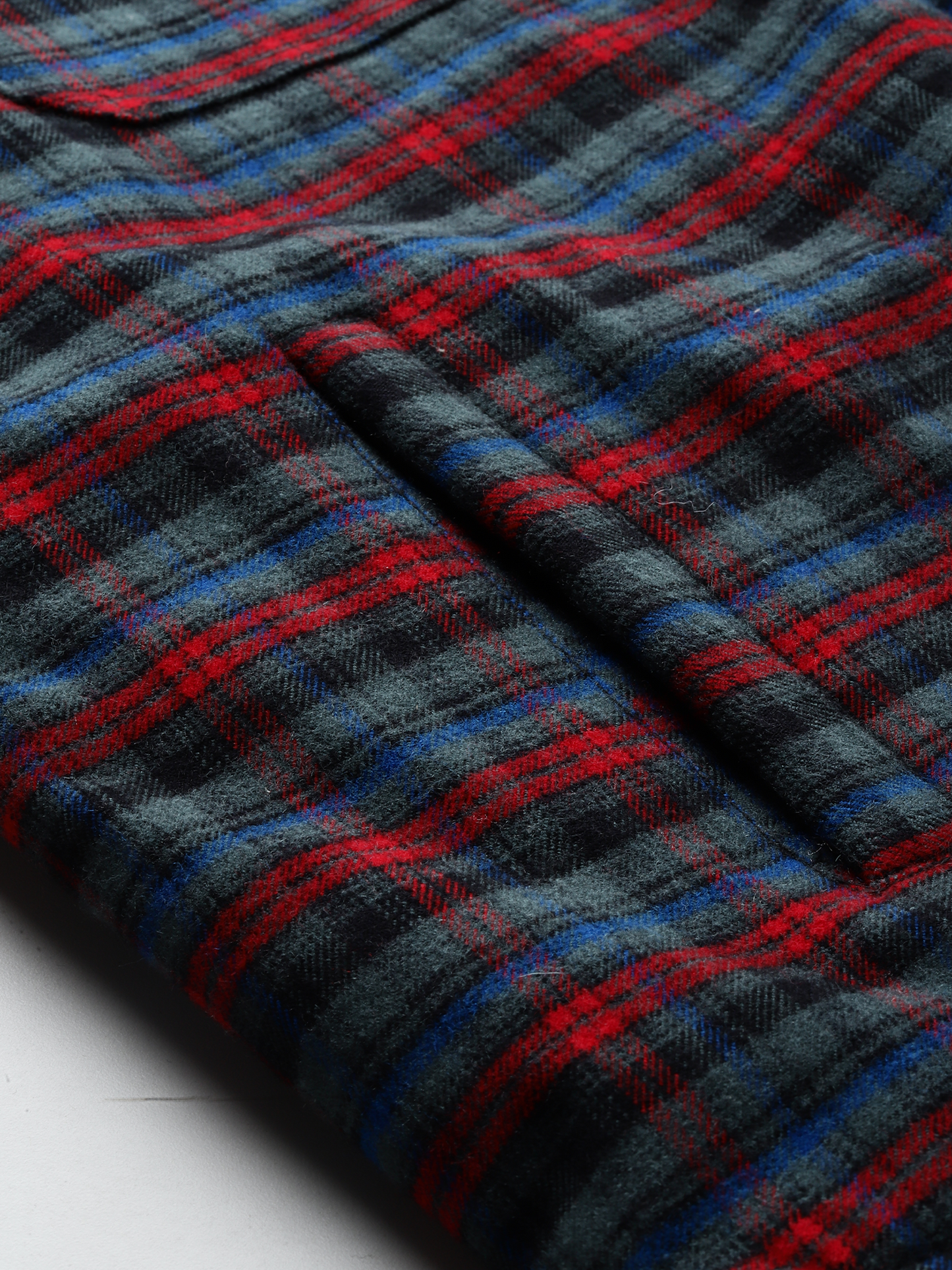 Leather Retail Vibrant Red and Blue Check Multicoloured Tweed Jacket