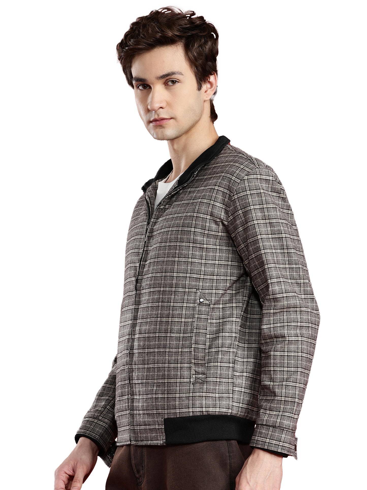 Leather Retail Coffee-White Checkered Multicolor Tweed Jacket ( LRCHECKTD1J )