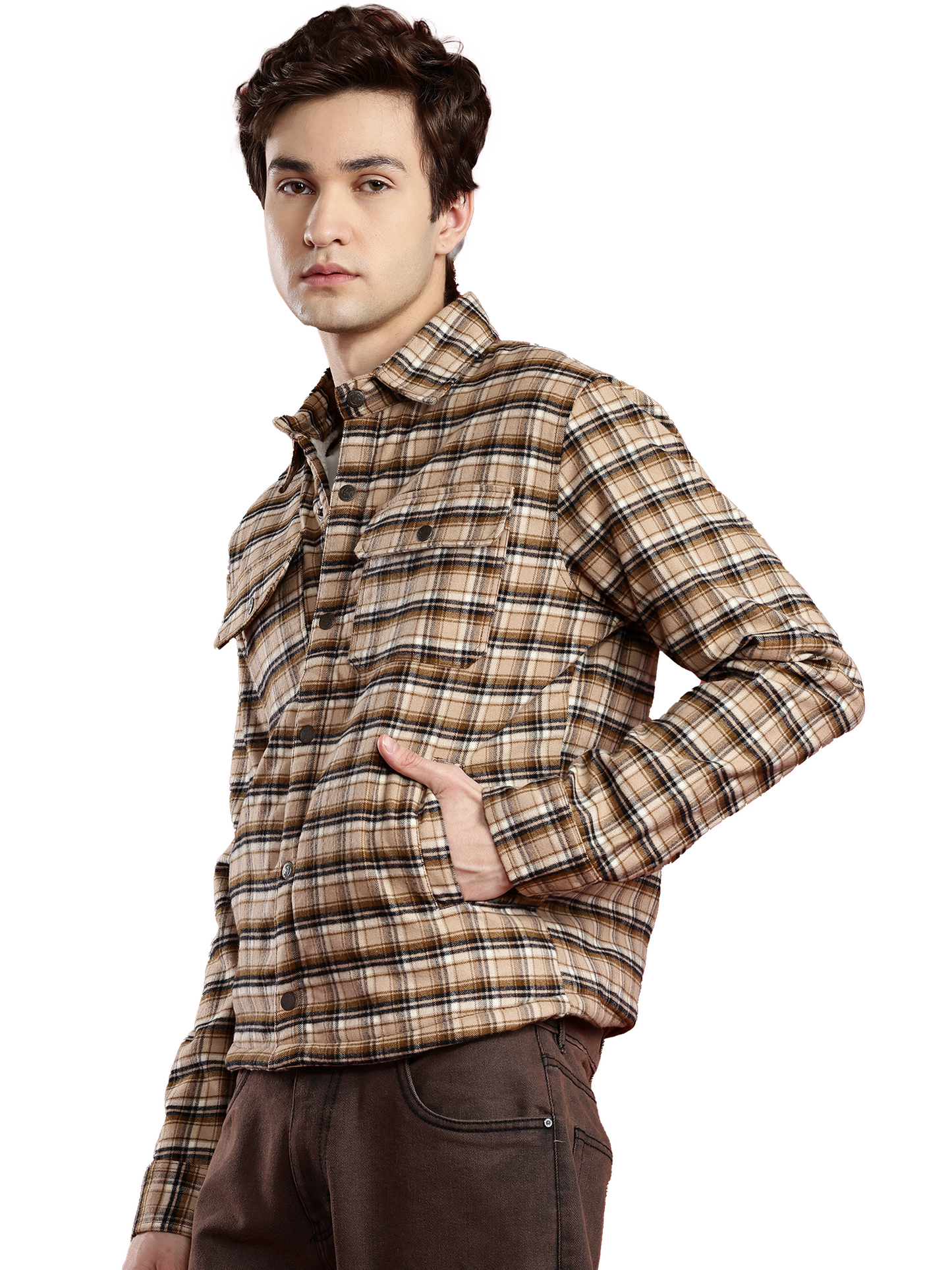 Leather Retail Classic Beige Plaid Multicoloured Tweed Jacket ( LRCHECKTD2A )