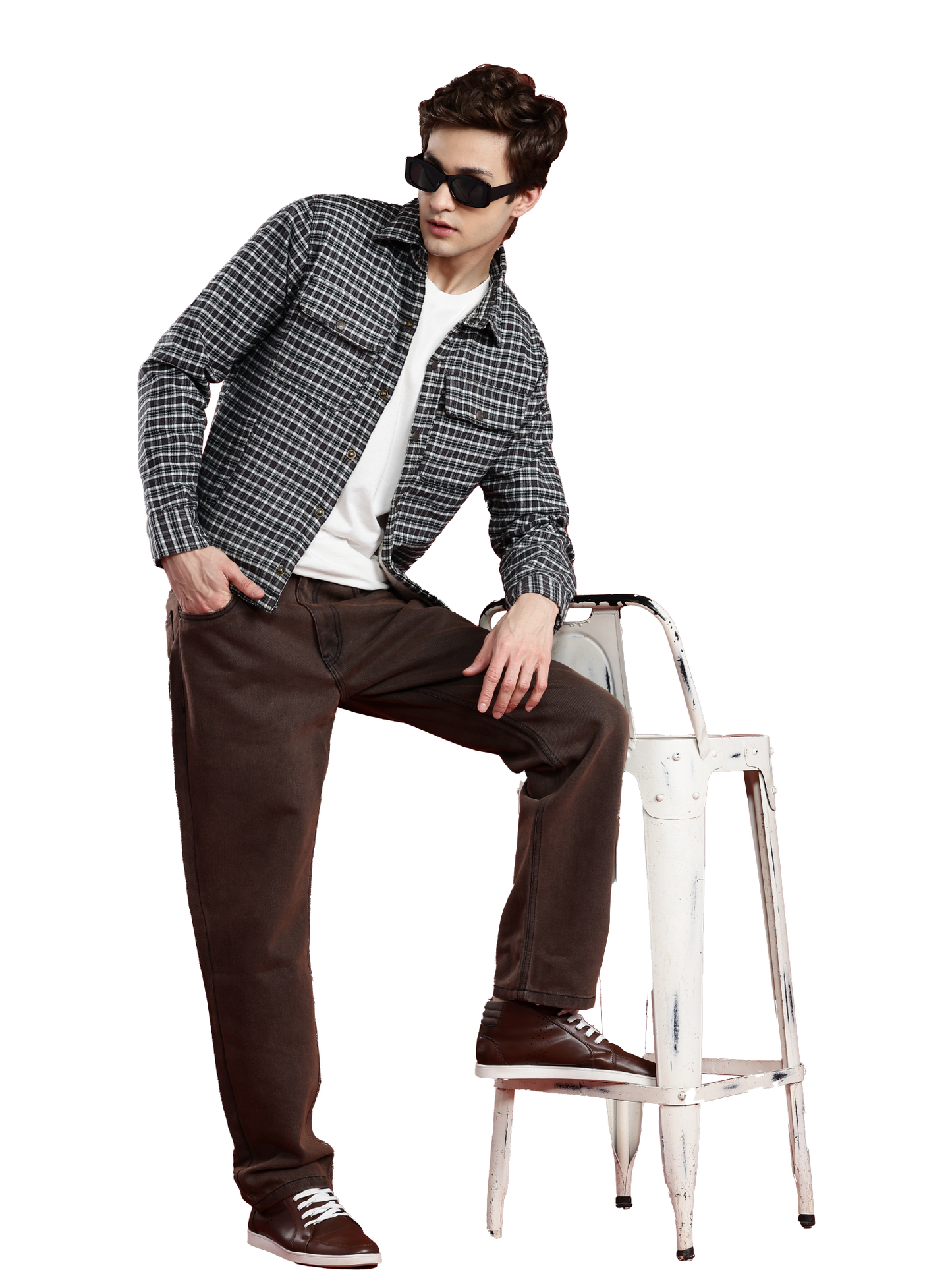 Leather Retail Stylish Black and White Checked Multicoloured Tweed Jacket ( LRCHECKTD2D )