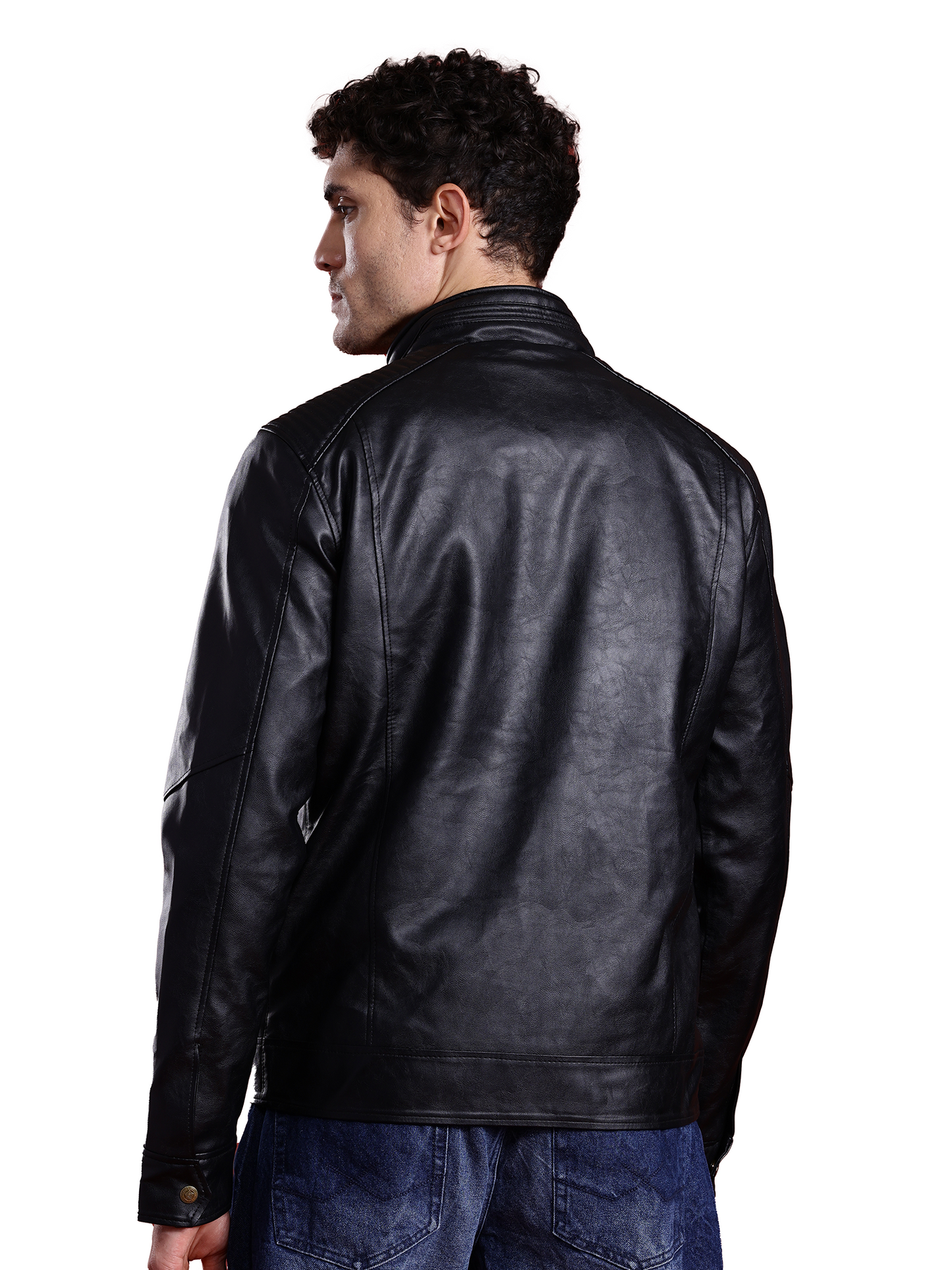 Leather Retail Full Sleeve Men's PU Black Jacket ( LRM48BL )
