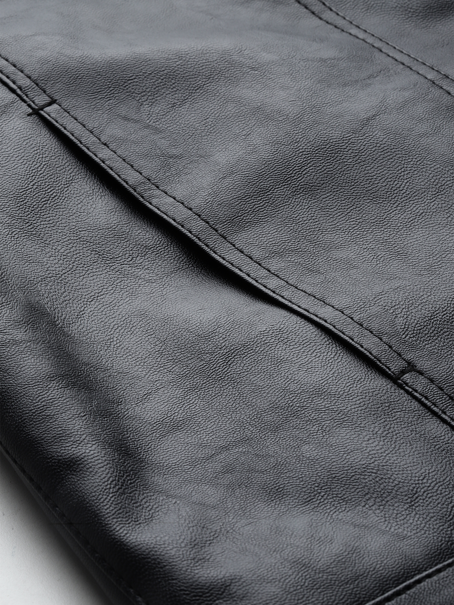 Leather Retail Black Faux Leather Jacket for Men's with Snap Button Closure ( LRM50BL )