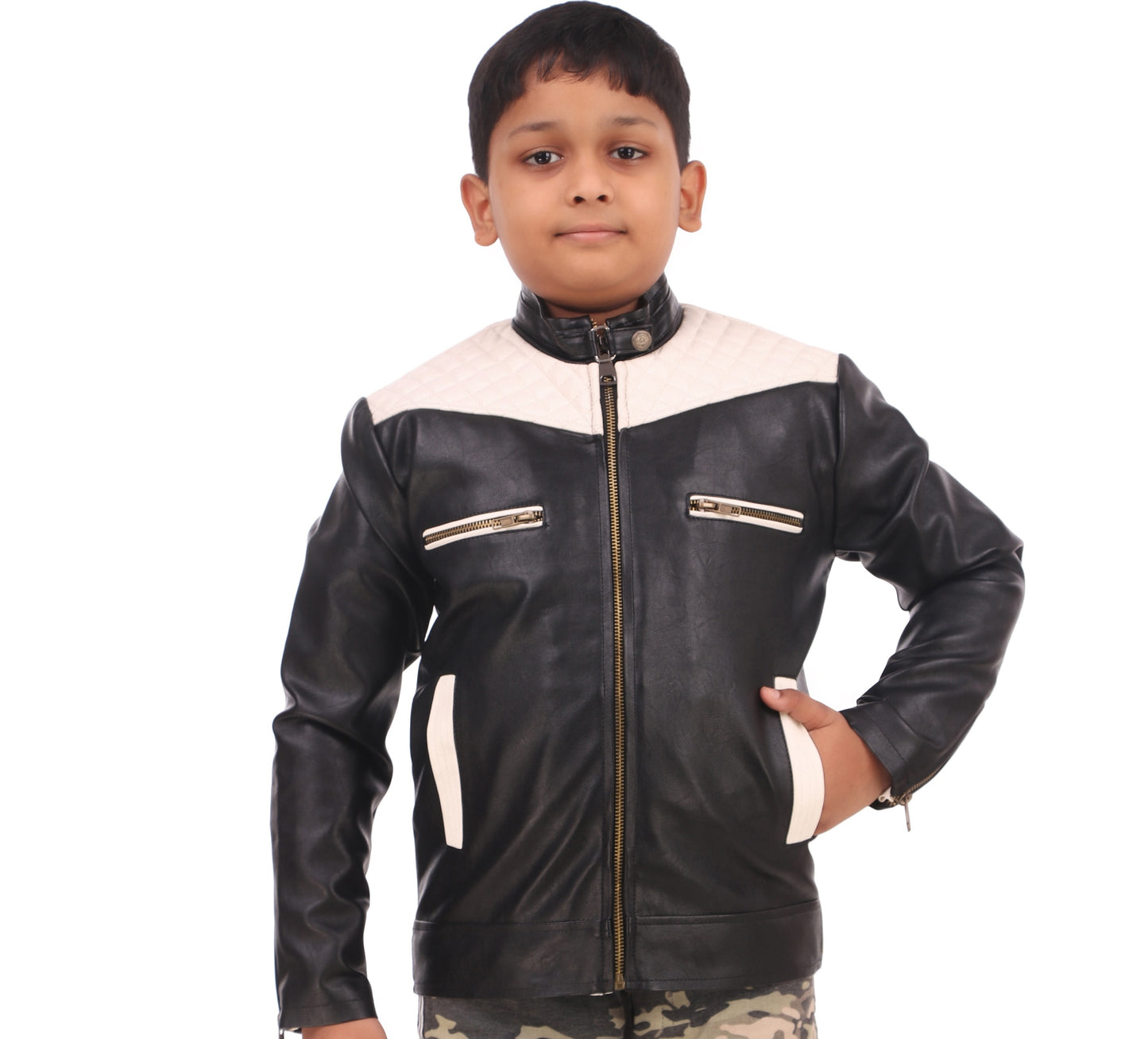 Leather Retail kid's full sleeves winter jacket_black (LRKDWPBL02)