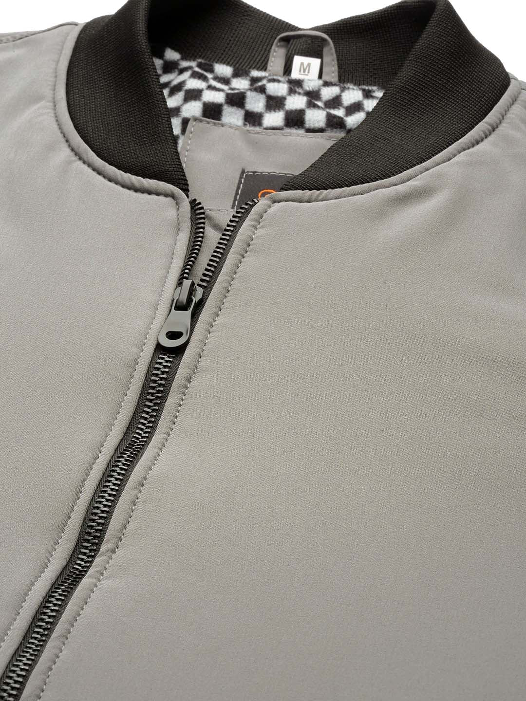Leather Retail® Mens Solid Polyester Winter Jacket Grey Color( LRM35GE )