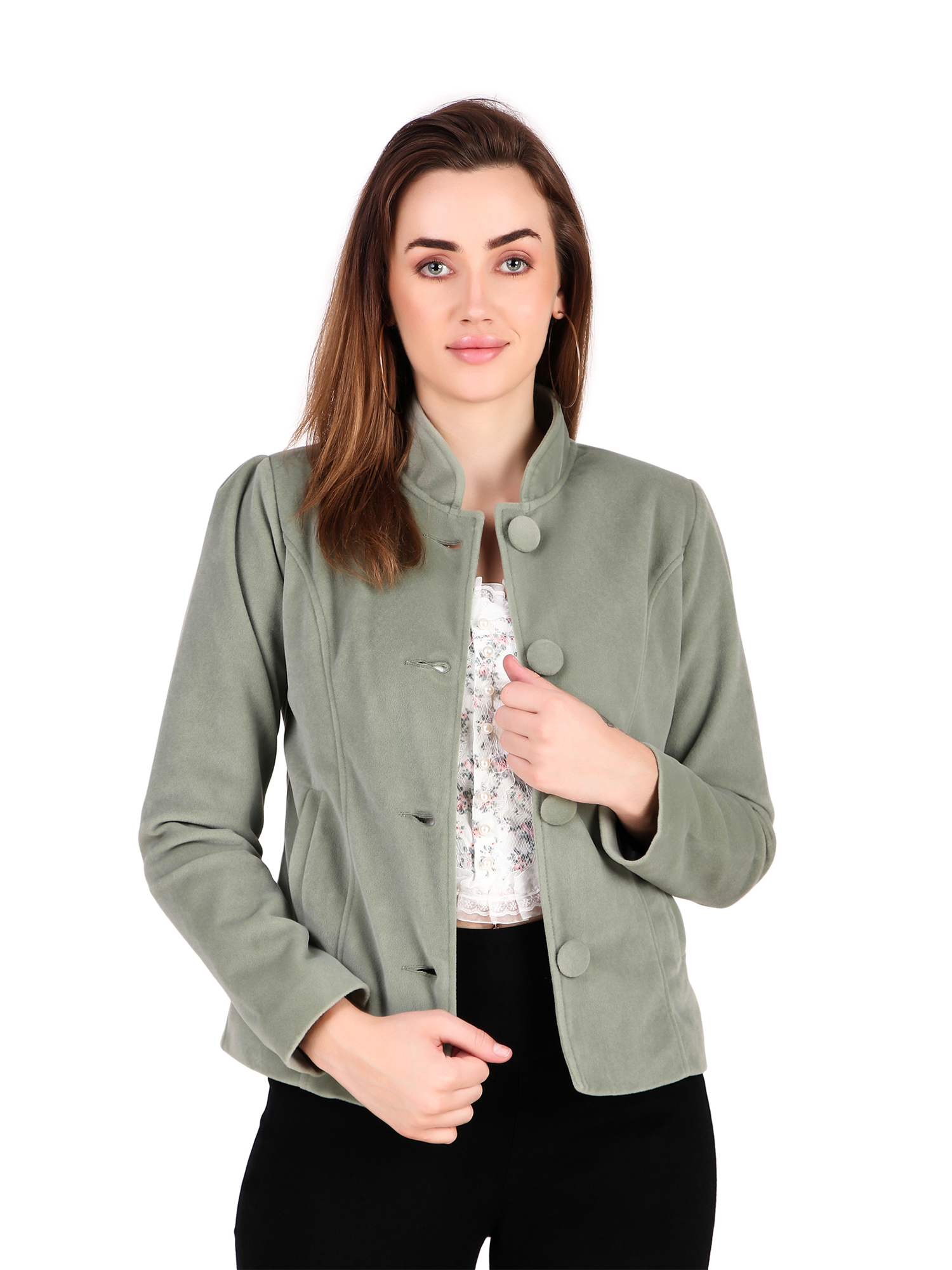 Leather Retail Coat Winter Wear Velvet Jacket For Women's( LRVEL4BGR S