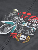 Leather Retail Men’s Graphic Print Faux Leather Biker Jacket ( LRPRELBL )