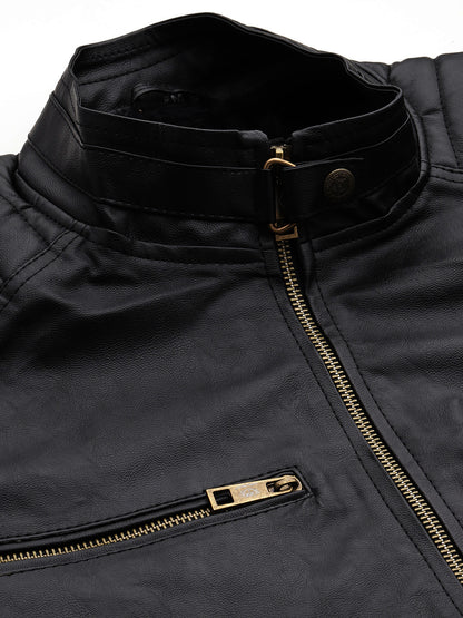 Leather Retail Men's Faux Leather Standard Length Jacket(LRDEBL)