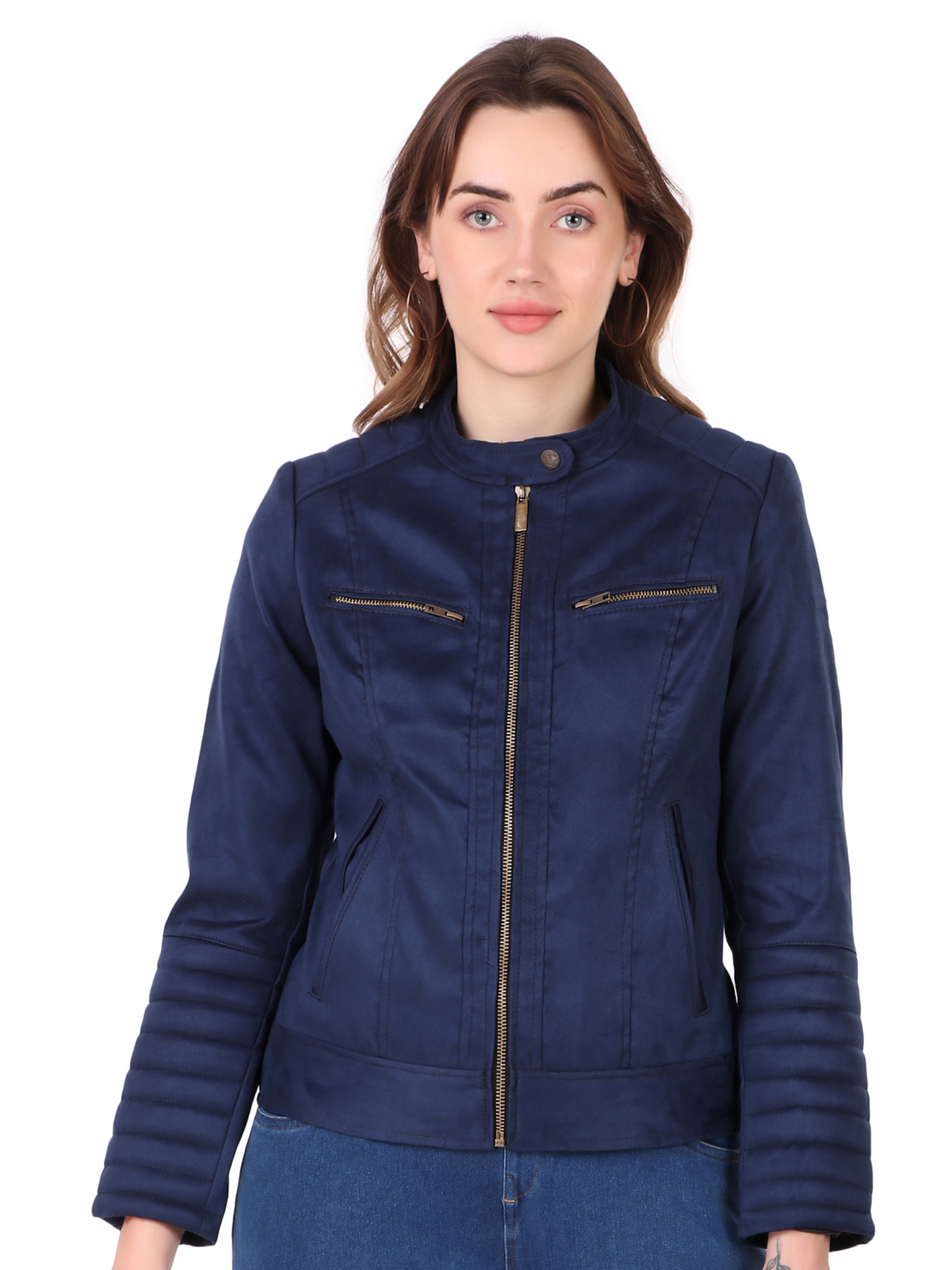 Leather Retail Women's Suede Faux Leather Jacket(LRSUDWBU)