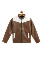 Leather Retail Kid's Full Sleeves Winter Jacket _Brown  ( LRKDWPBR01 )