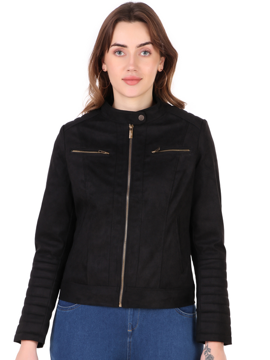 Leather Retail Women's Suede Faux Leather Jacket(LRSUDWBN)