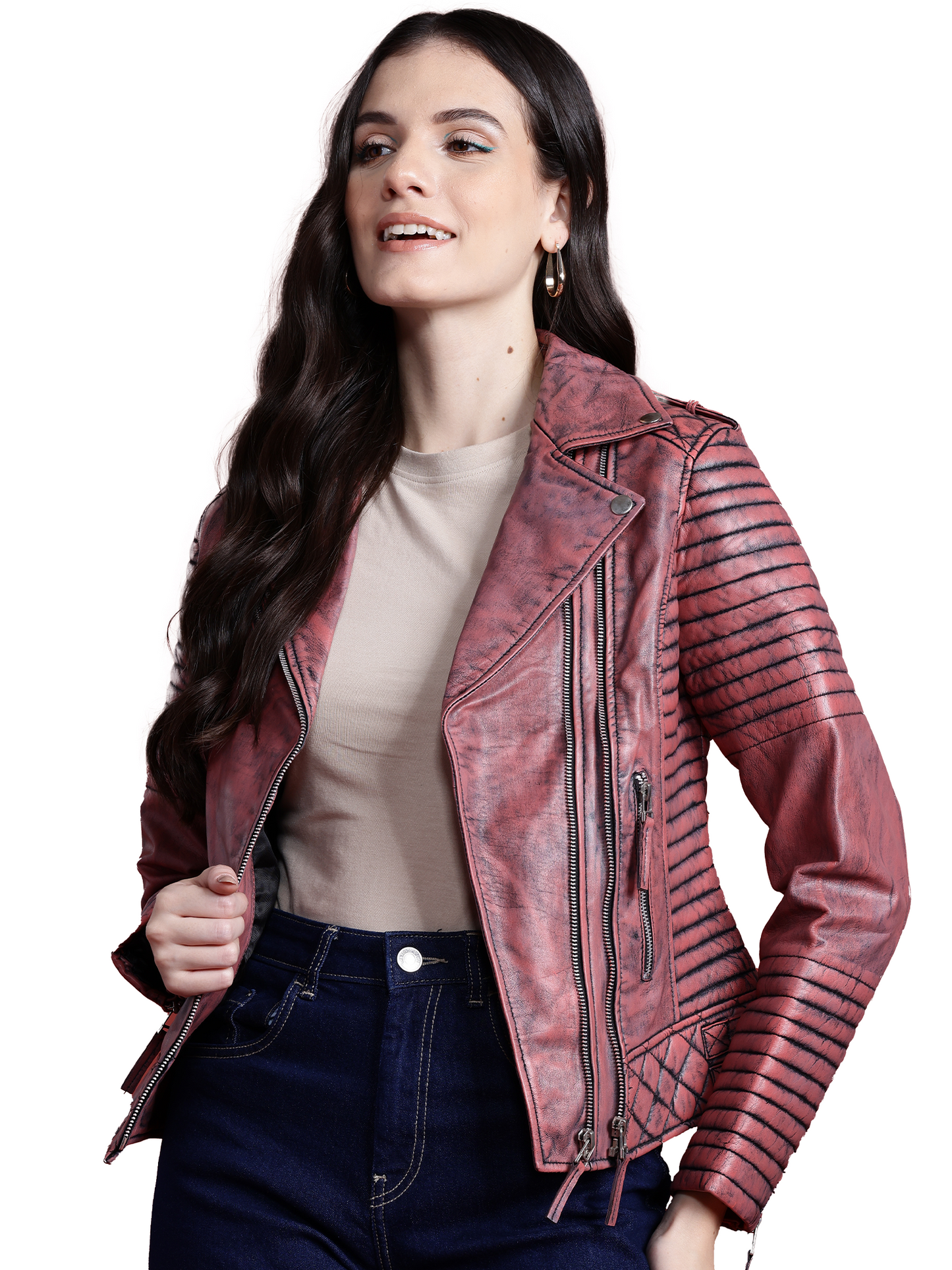 Leather Retail Female's Pure Genuine Leather Pink Jacket(LRPLF16PN)