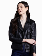 Leather Retail Genuine Leather Biker Jacket For Women's ( LRPLF14BL )