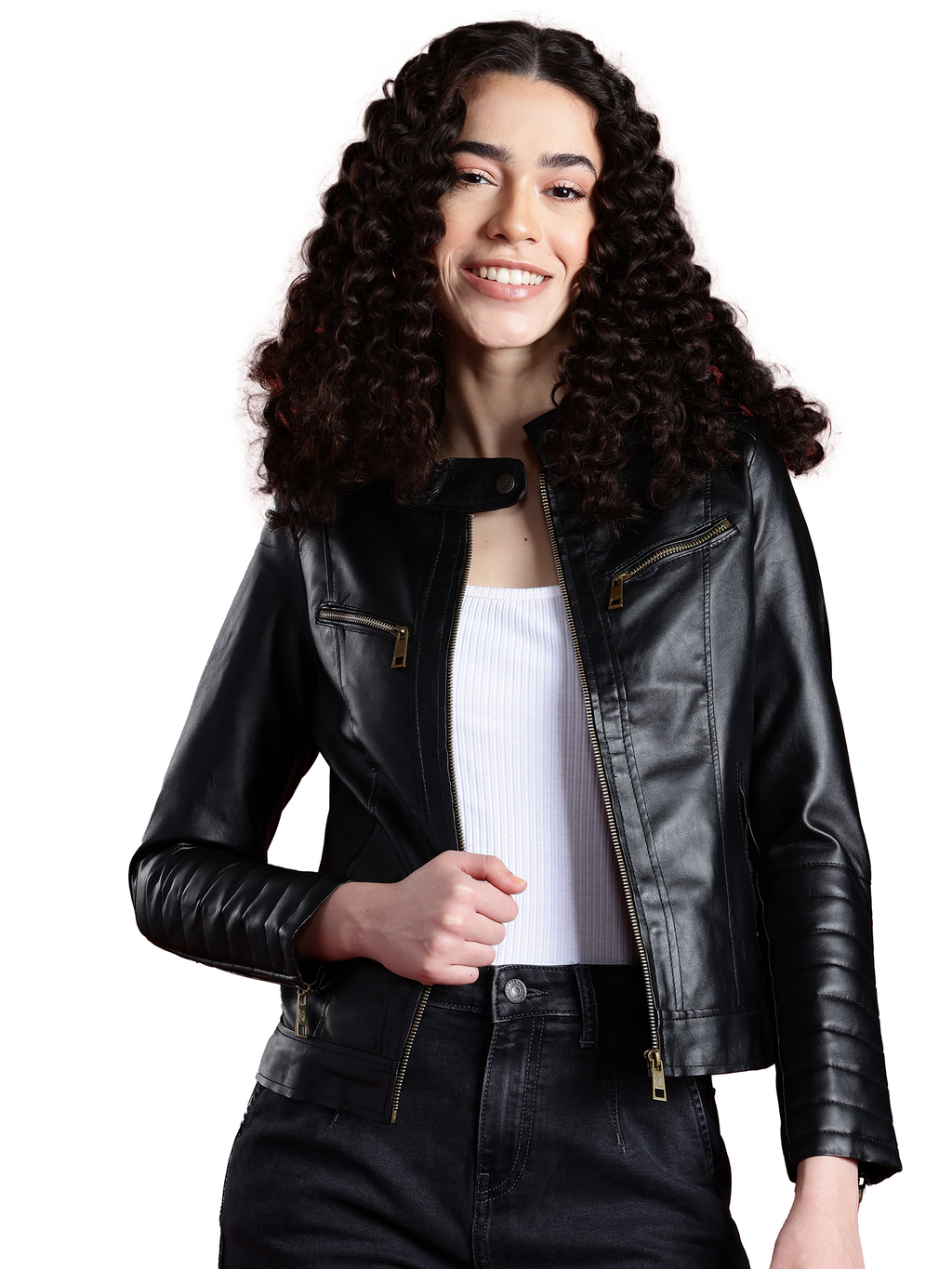 Leather Retail Full Sleeve Solid Jacket for Women's ( LRWBN )