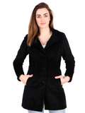 Leather Retail Long Winter Wear Velvet Jacket For Women's ( LRVEL3BBL )