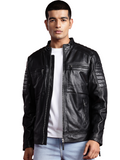 Leather Retail Genuine Leather Biker Jacket for Men's ( LRPLM41BL )