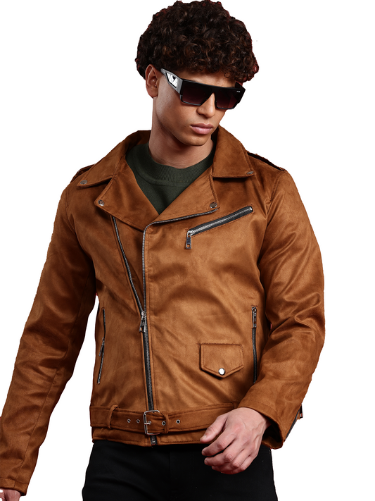 Leather Retail Mens Brown Suede Leather Biker Jacket ( LRSUDM11BR)